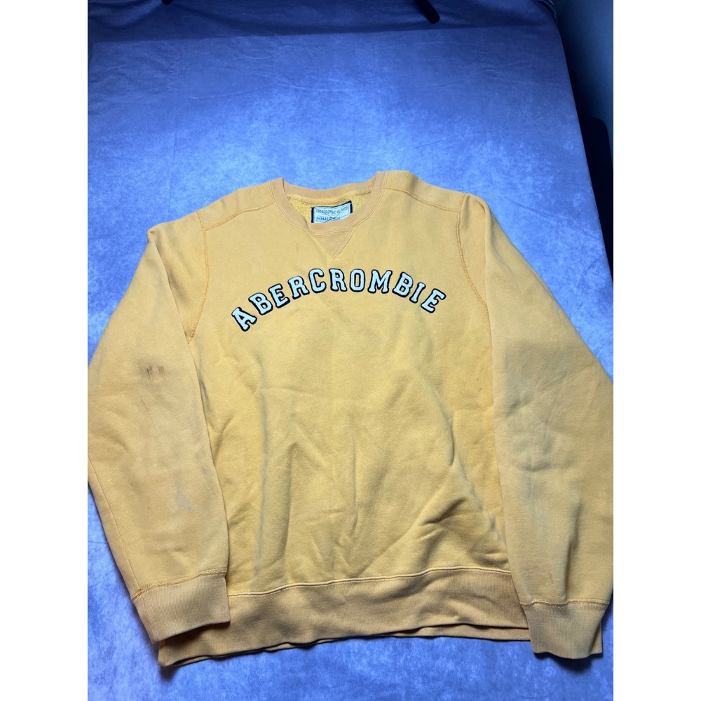 Abercrombie & Fitch Sweatshirt Mens Large Yellow Arched Logo Crewneck Vintage
